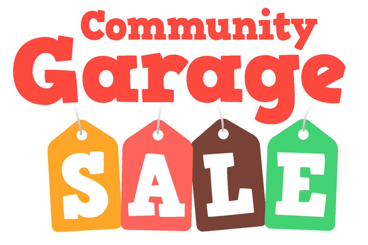Community Garage Sale sign in big letters
