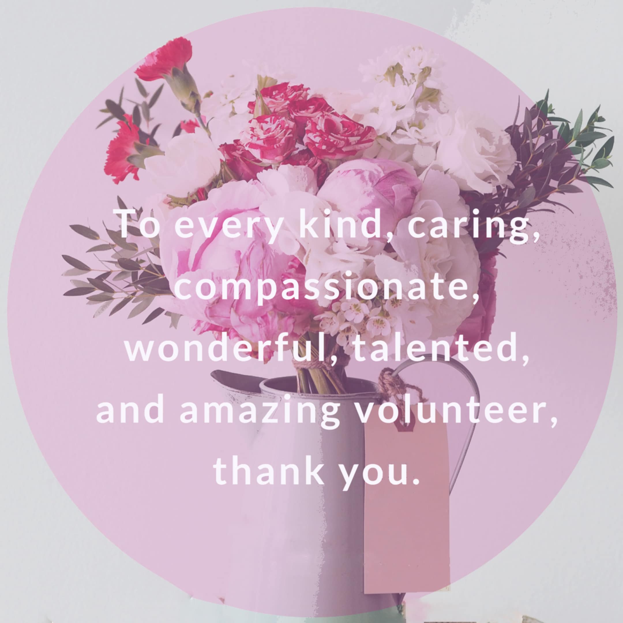 Pink volunteer thank you message